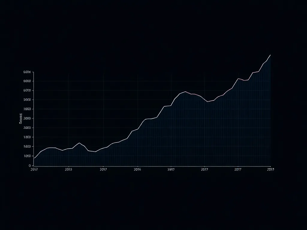 A minimalist technical line chart showing growth and efficie