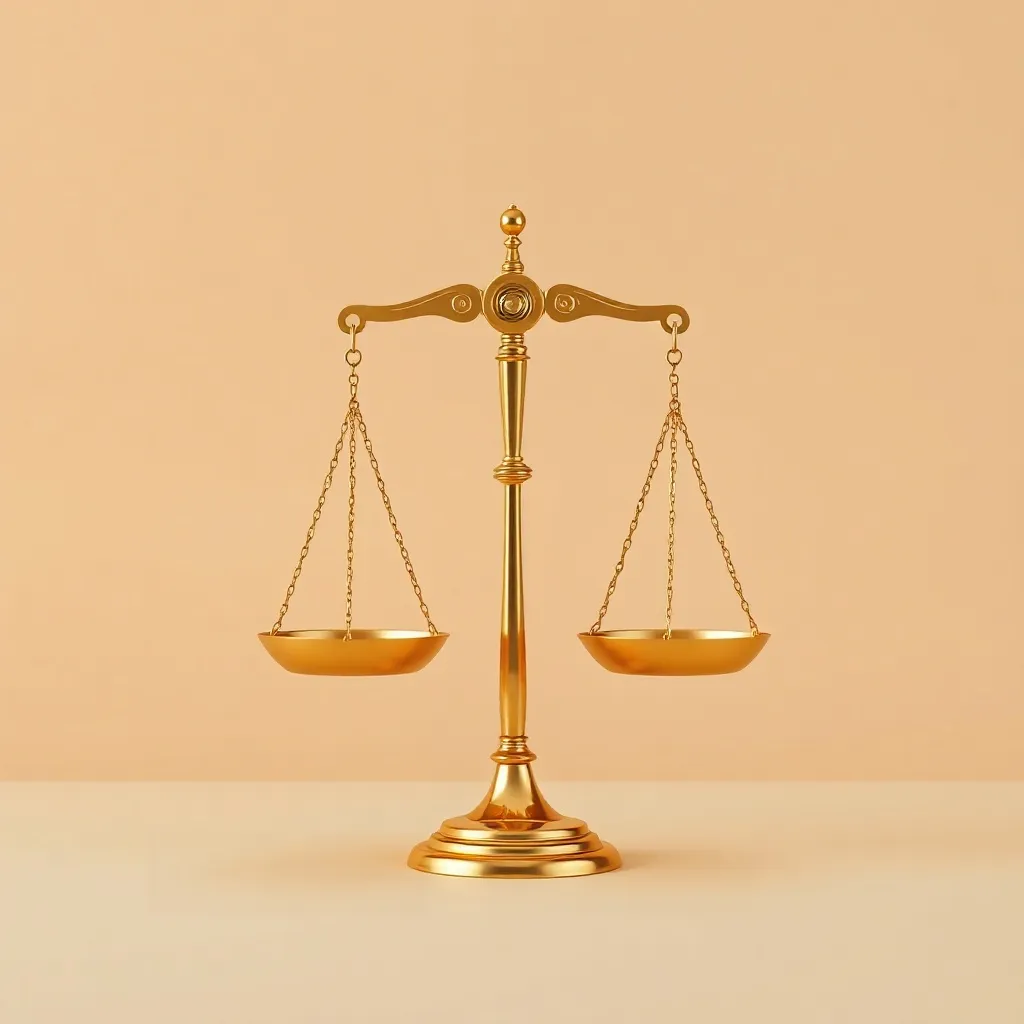 Abstract conceptual image of a golden scales of justice and