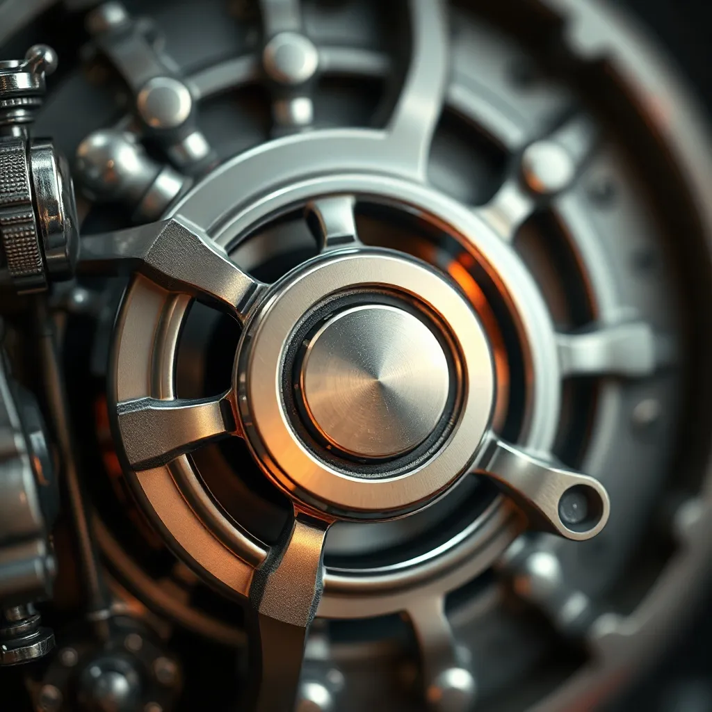Macro photography of a futuristic engine part, intricate det